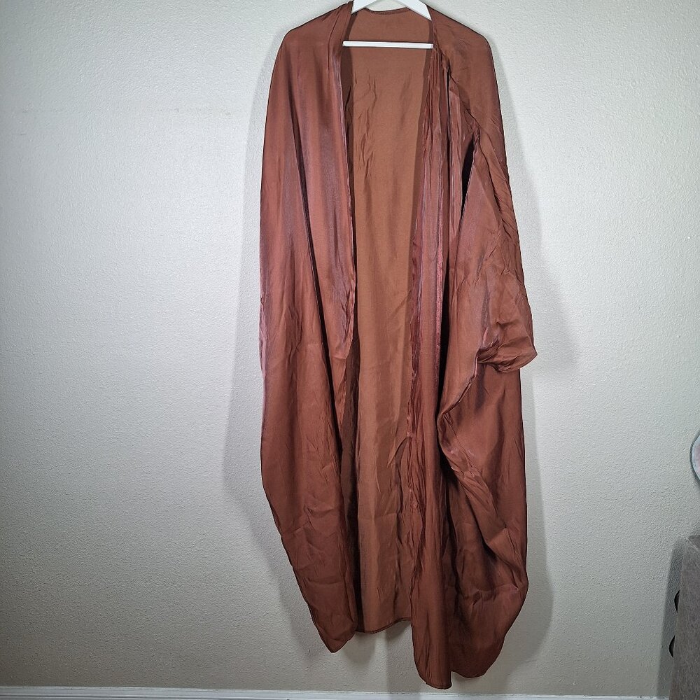 Kawai Peach Long Brown Kimono Tribal Cower Up Overcoat Women
